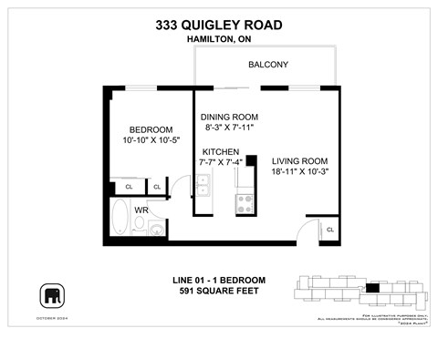 A floor plan for a home at 333 Quigley Road, Hamilton, ON.